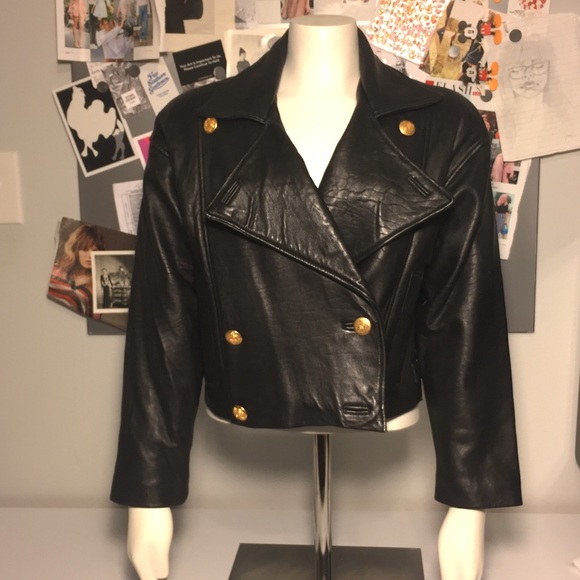 Jackets & Blazers - Vintage 90's cropped Express leather moto jacket